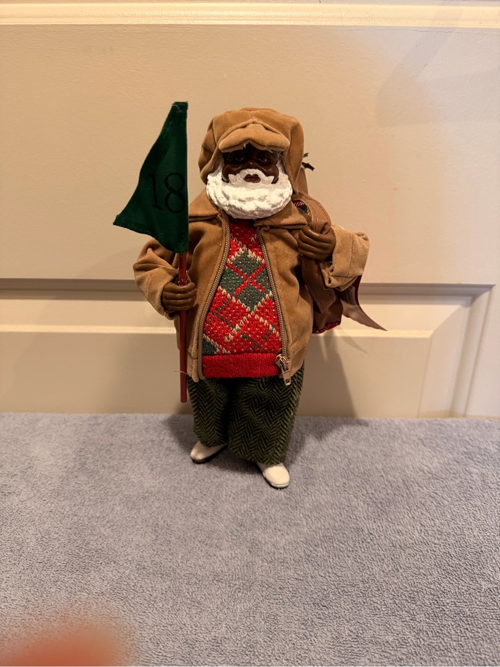 Ashland Tan & Red Holiday Santa Golfer Costume Figure with Green Flag